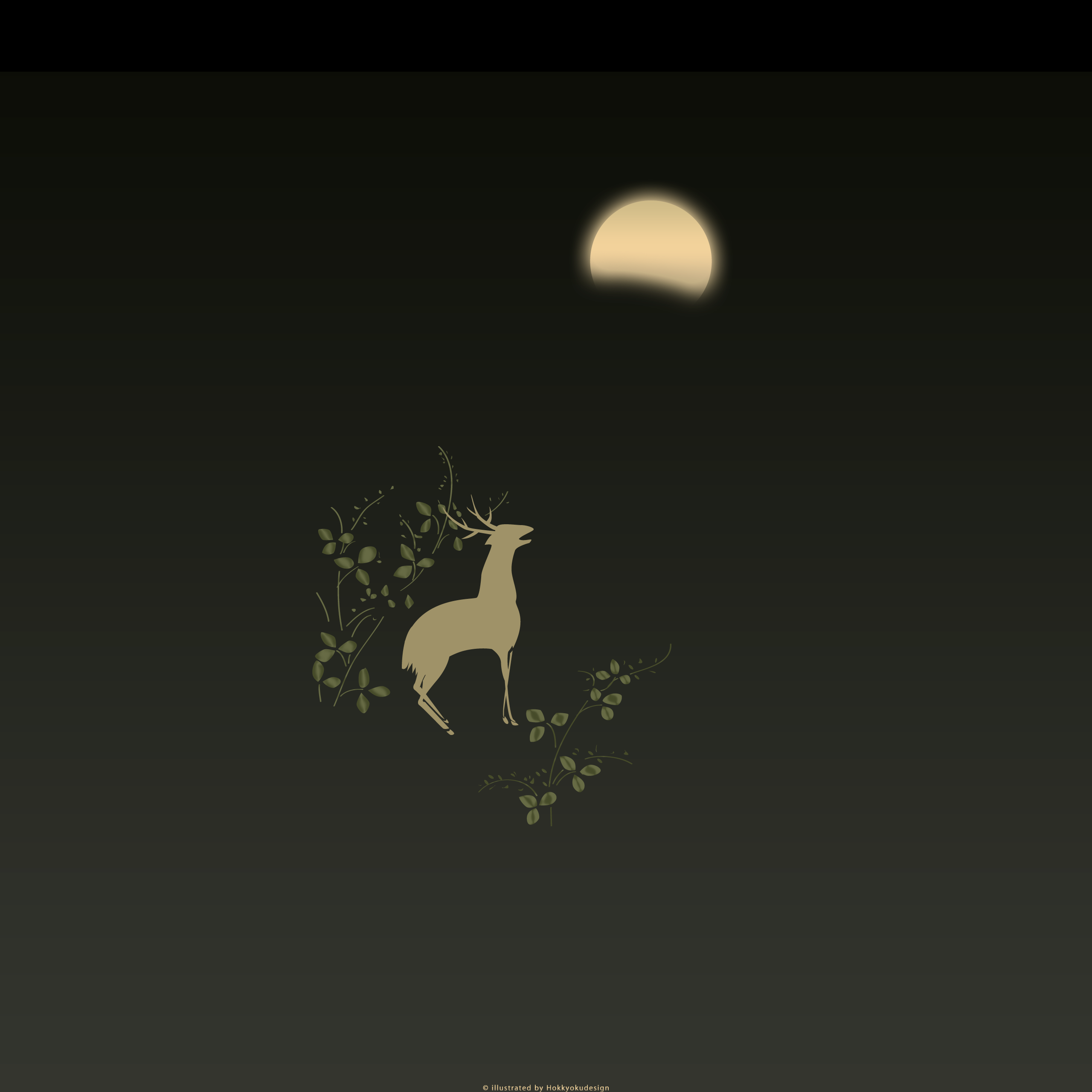 ドックが消える日本の壁紙　月に萩鹿図