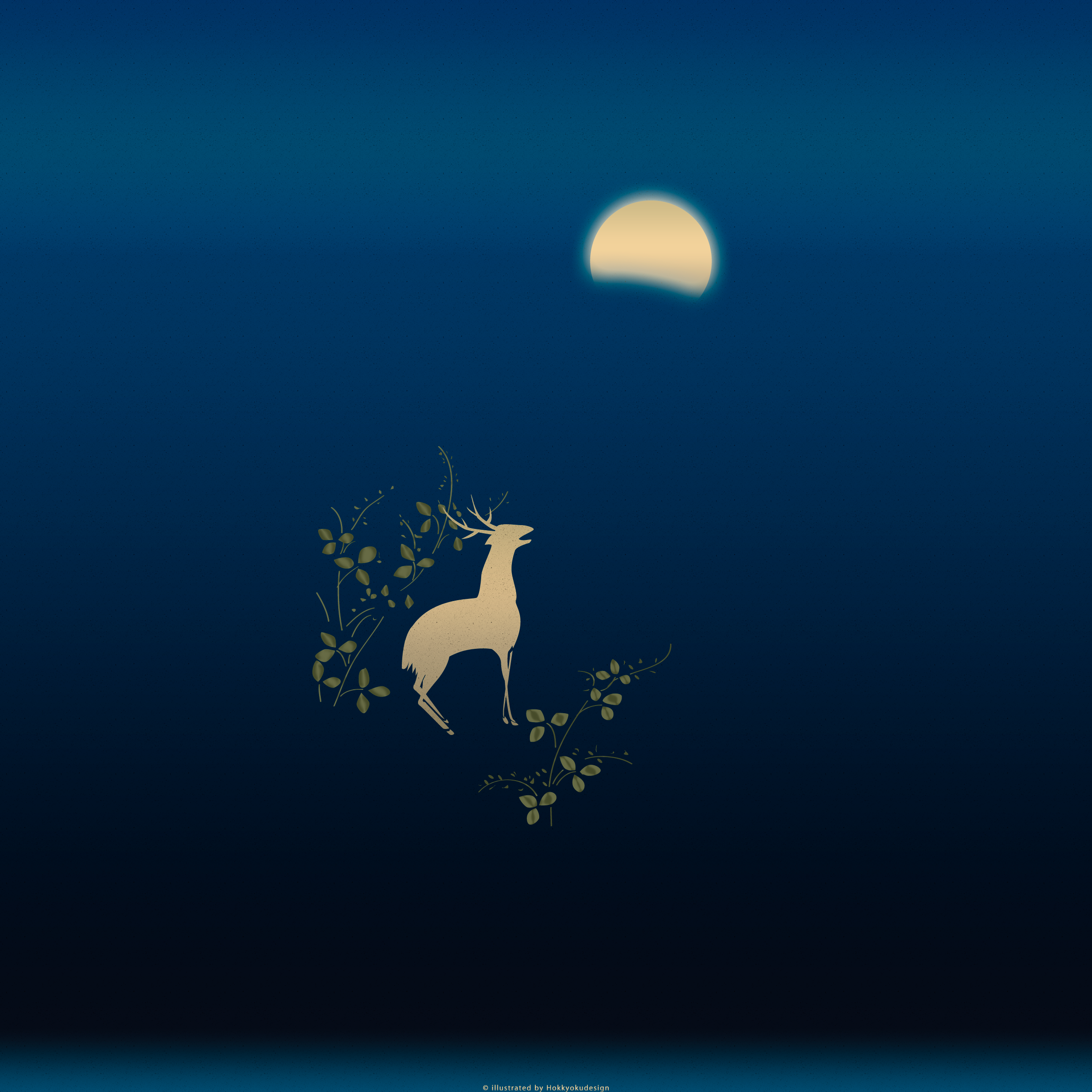 ドックが消える日本の壁紙　月に萩鹿図