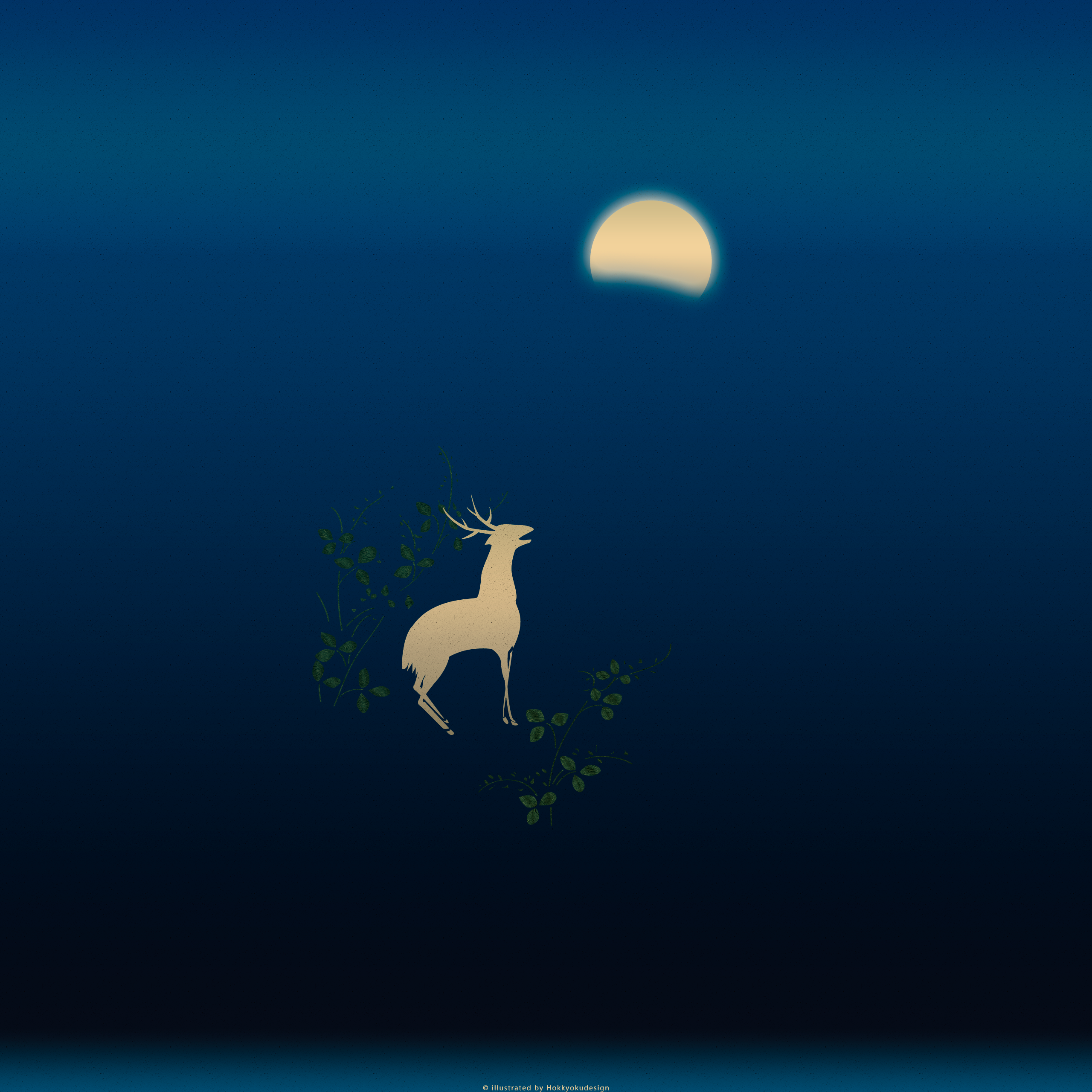 ドックが消える日本の壁紙　月に萩鹿図