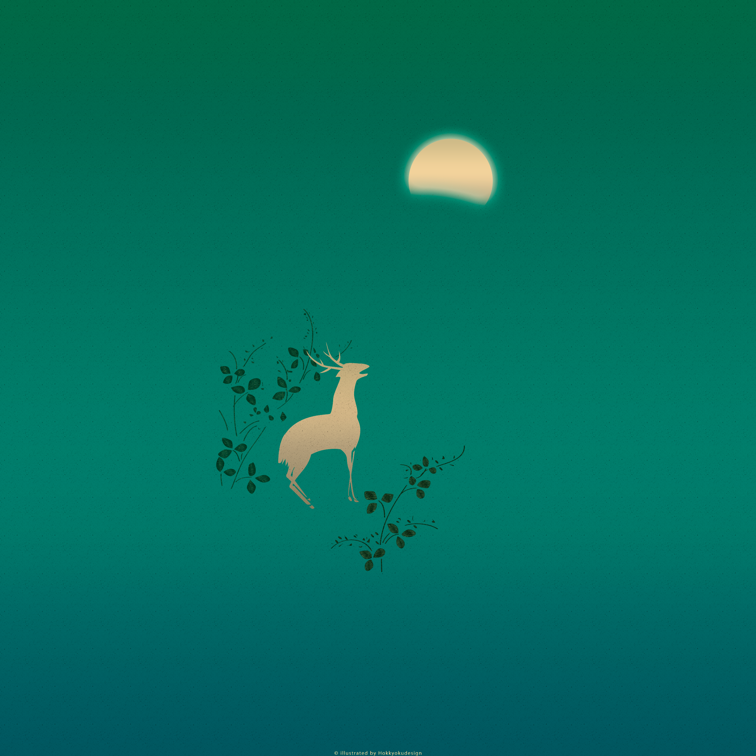 ドックが消える日本の壁紙　月に萩鹿図