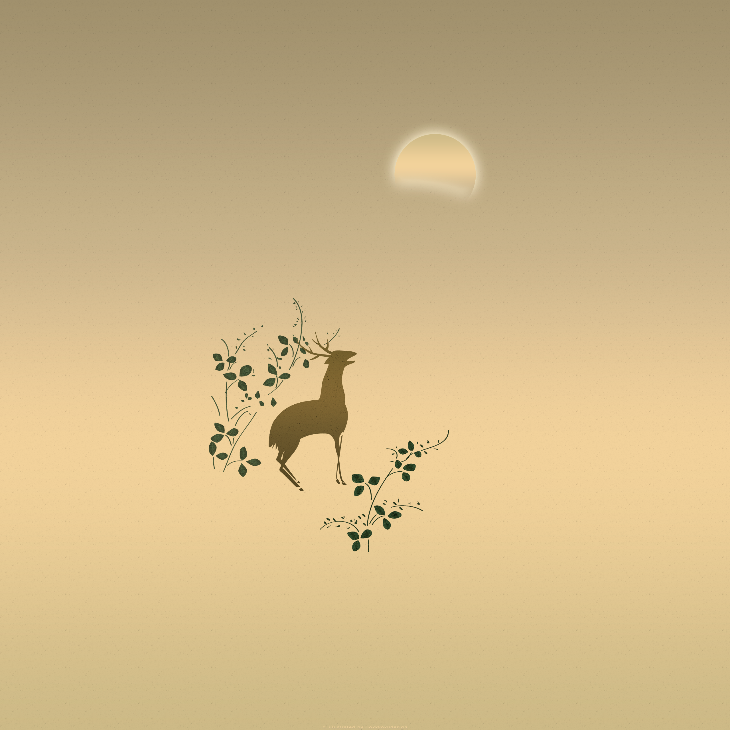 ドックが消える日本の壁紙　月に萩鹿図