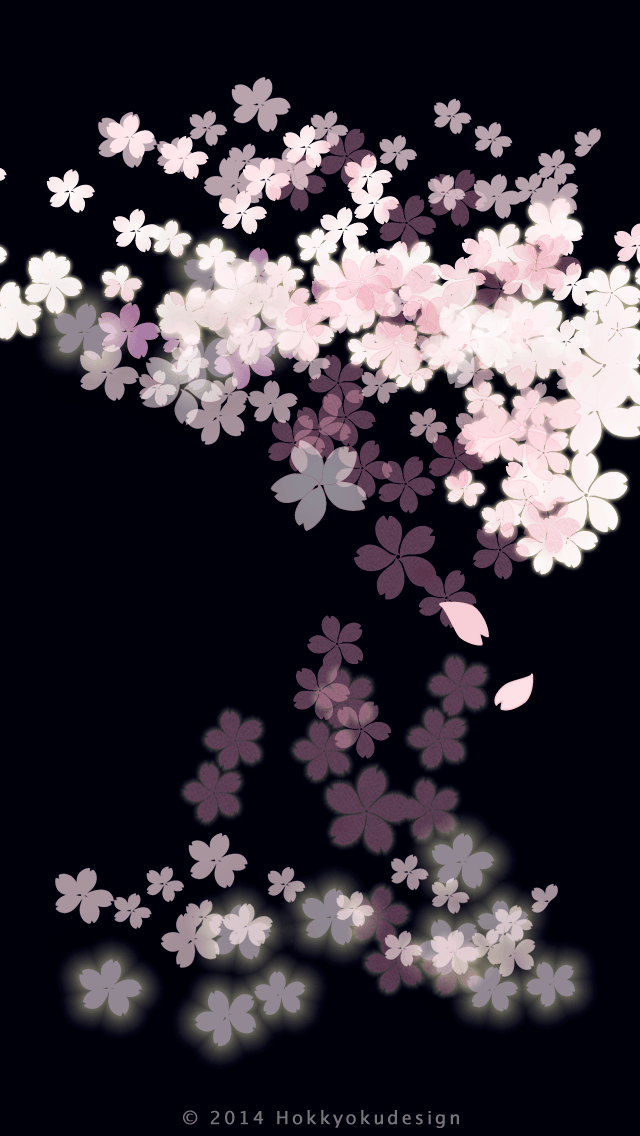 iPhone 日本の壁紙　五分咲き夜桜　待受け壁紙