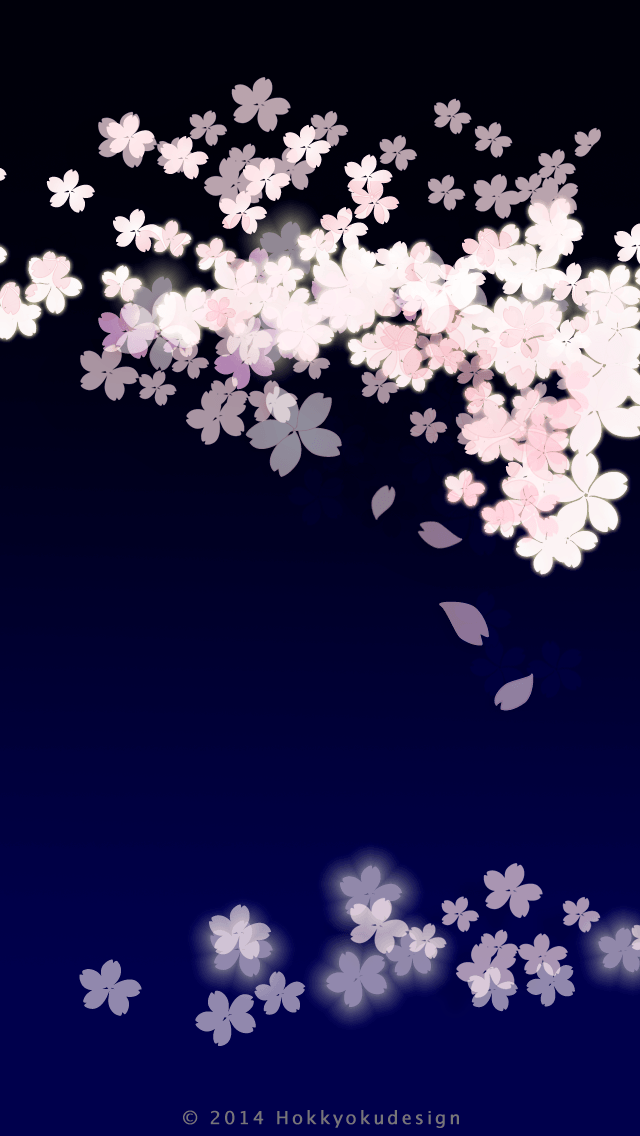 iPhone 日本の壁紙　六分咲き夜桜　待受け壁紙