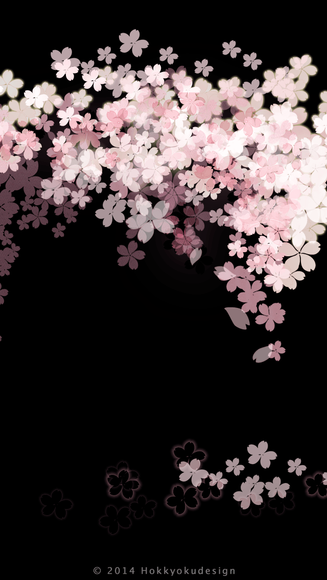 iPhone 日本の壁紙　夜桜七分咲き　待受け壁紙