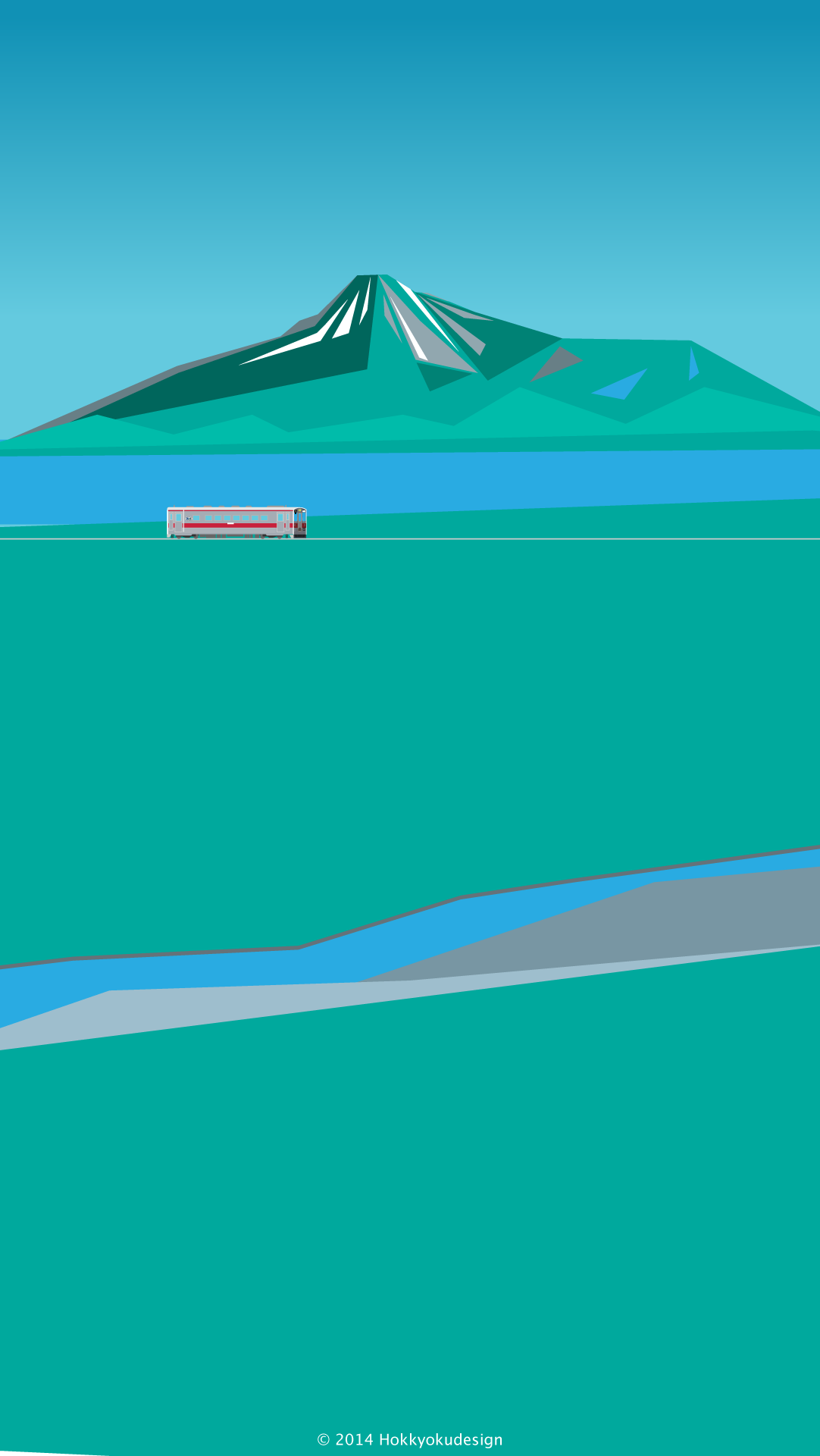 日本の風景壁紙　宗谷本線と北海道利尻島