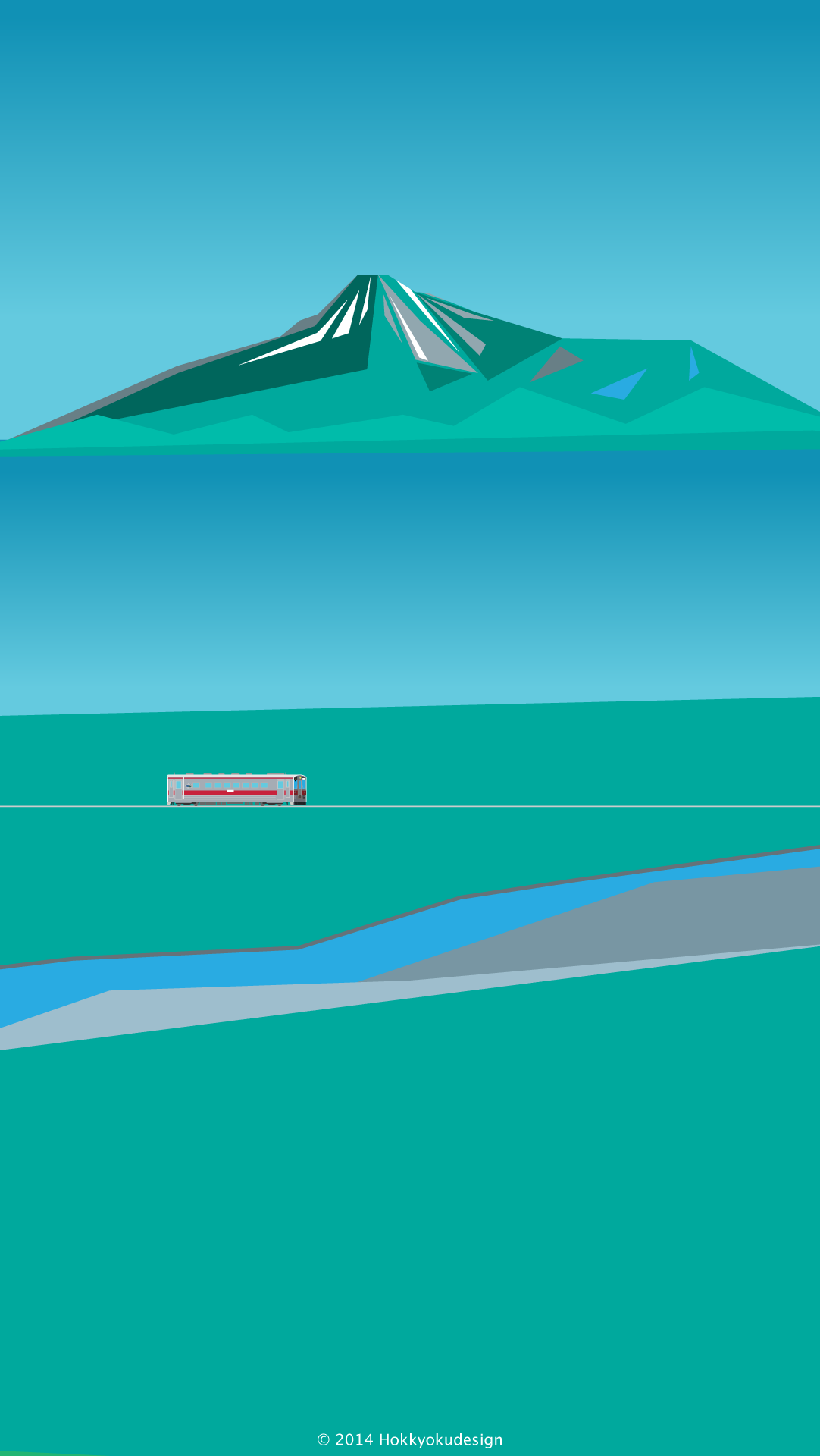 日本の風景壁紙　宗谷本線と北海道利尻島