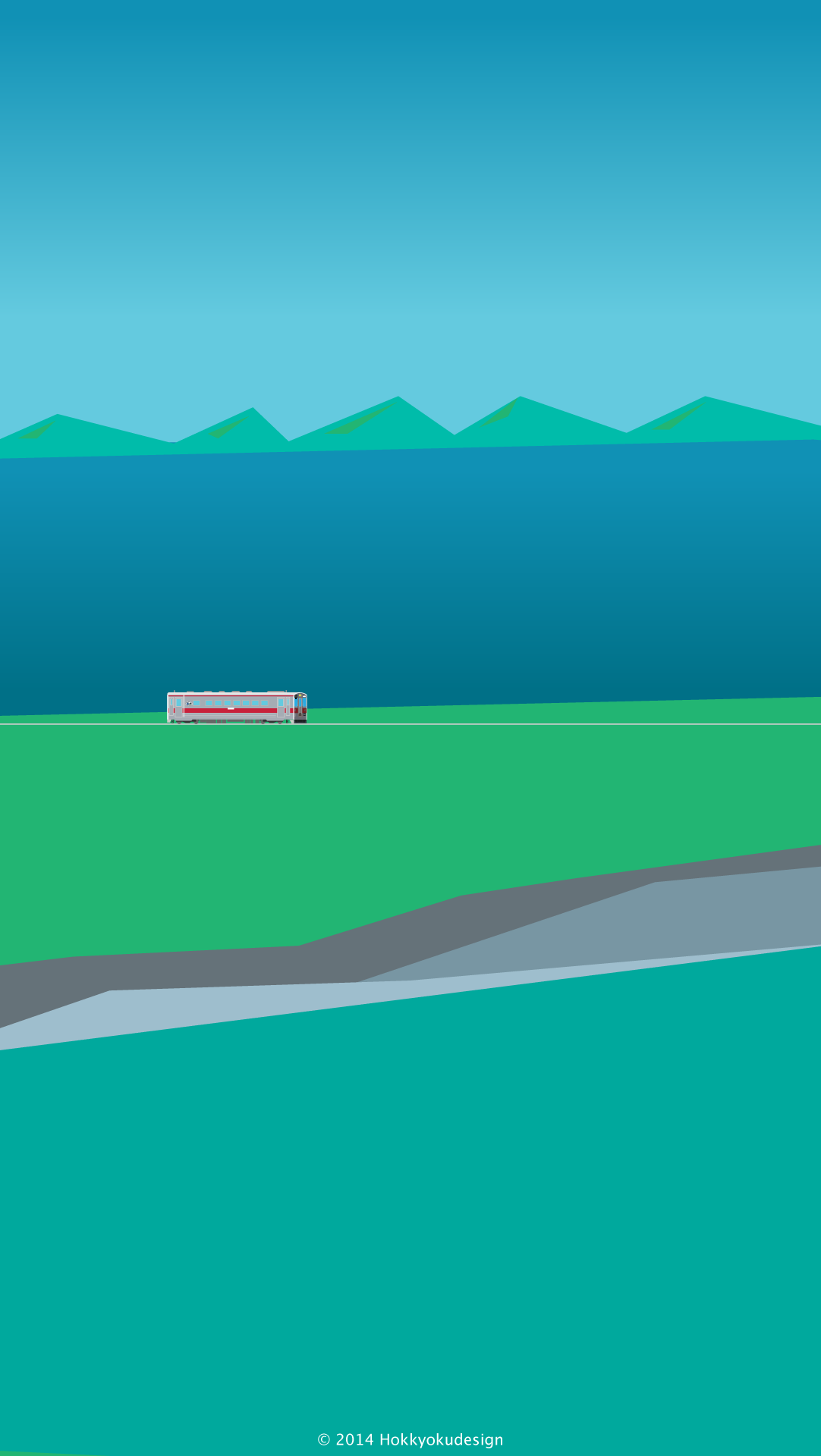 日本の風景壁紙　宗谷本線と北海道利尻島
