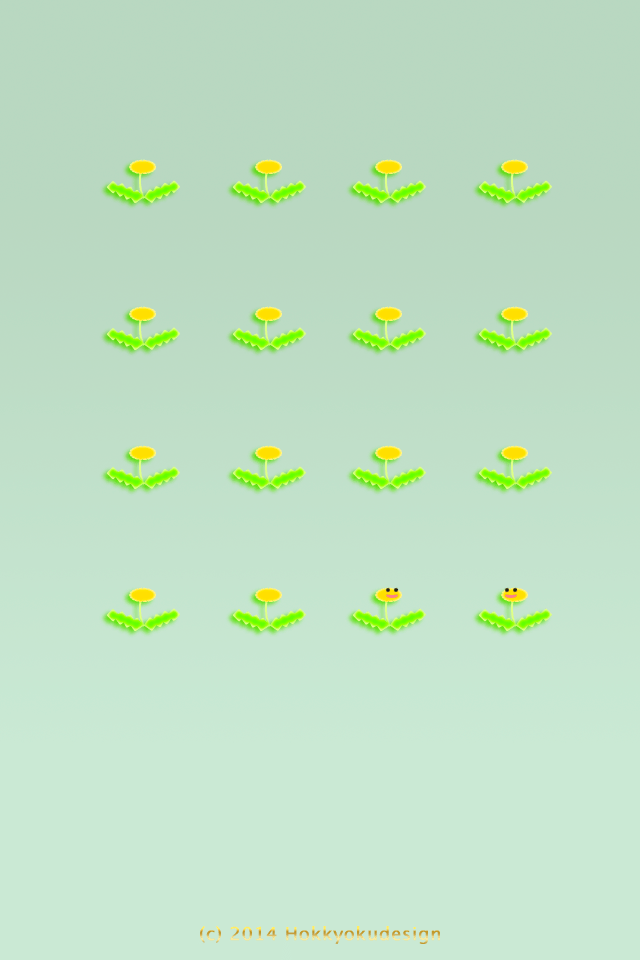 iPhone4,4s,iOS7 日本の壁紙　たんぽぽ　山葵色背景待受け壁紙