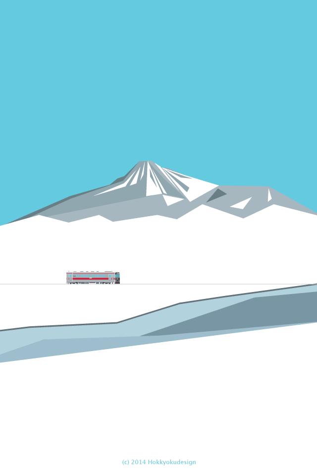 日本の風景壁紙　宗谷本線と北海道の山々