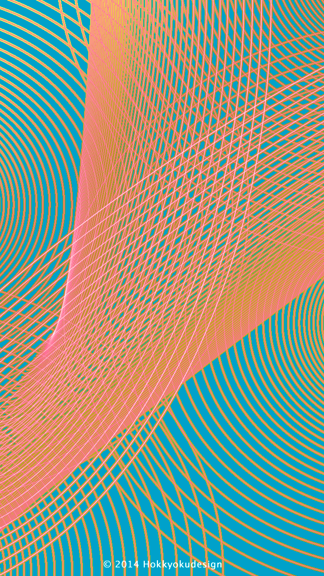 iPhone / Android用壁紙　細いライン　シアンとゴールドとピンク