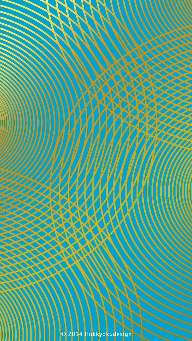 iPhone / Android用壁紙　細いライン　シアンとゴールドとピンク