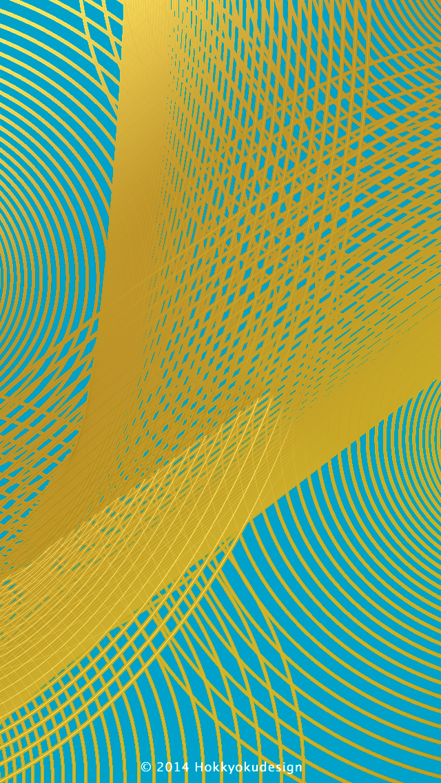 iPhone / Android用壁紙　細いライン　シアンとゴールド