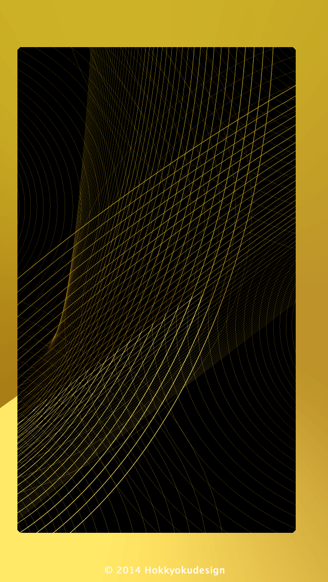 iPhone / Android用壁紙　細いライン　黒と金色