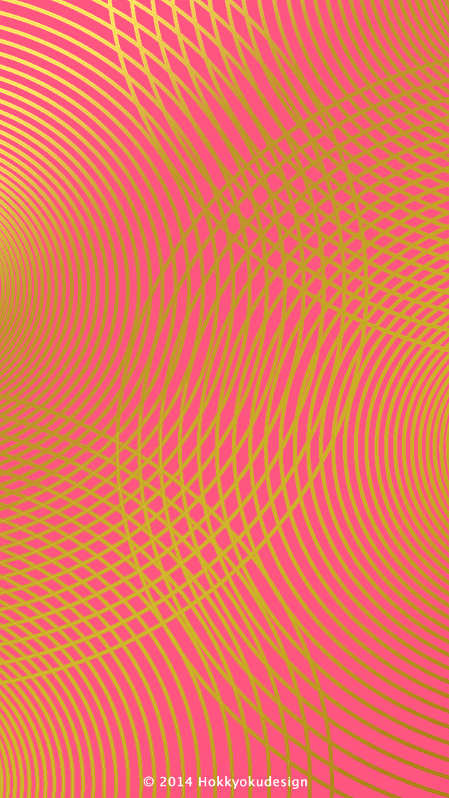 iPhone / Android用壁紙　細い金の波紋とピンク