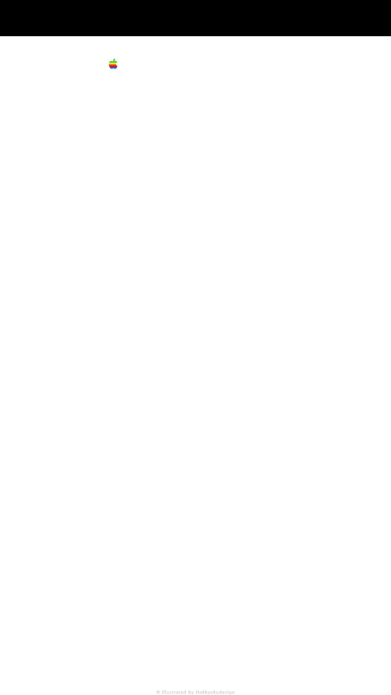 iPhone / Android用壁紙　6色リンゴ