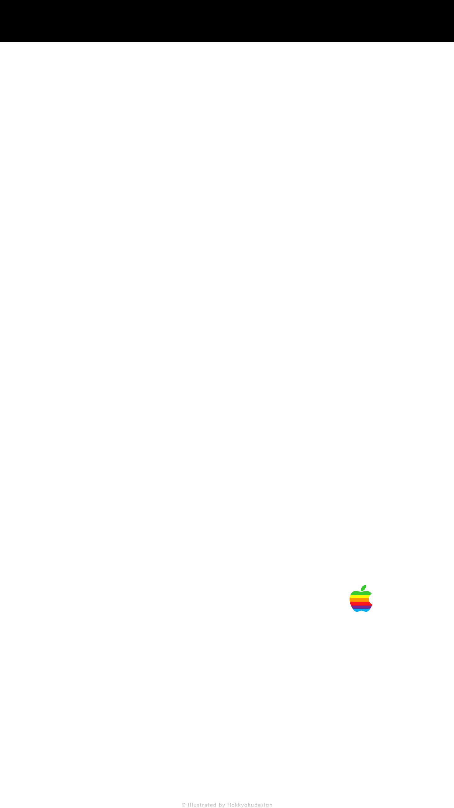 iPhone / Android用壁紙　6色リンゴ