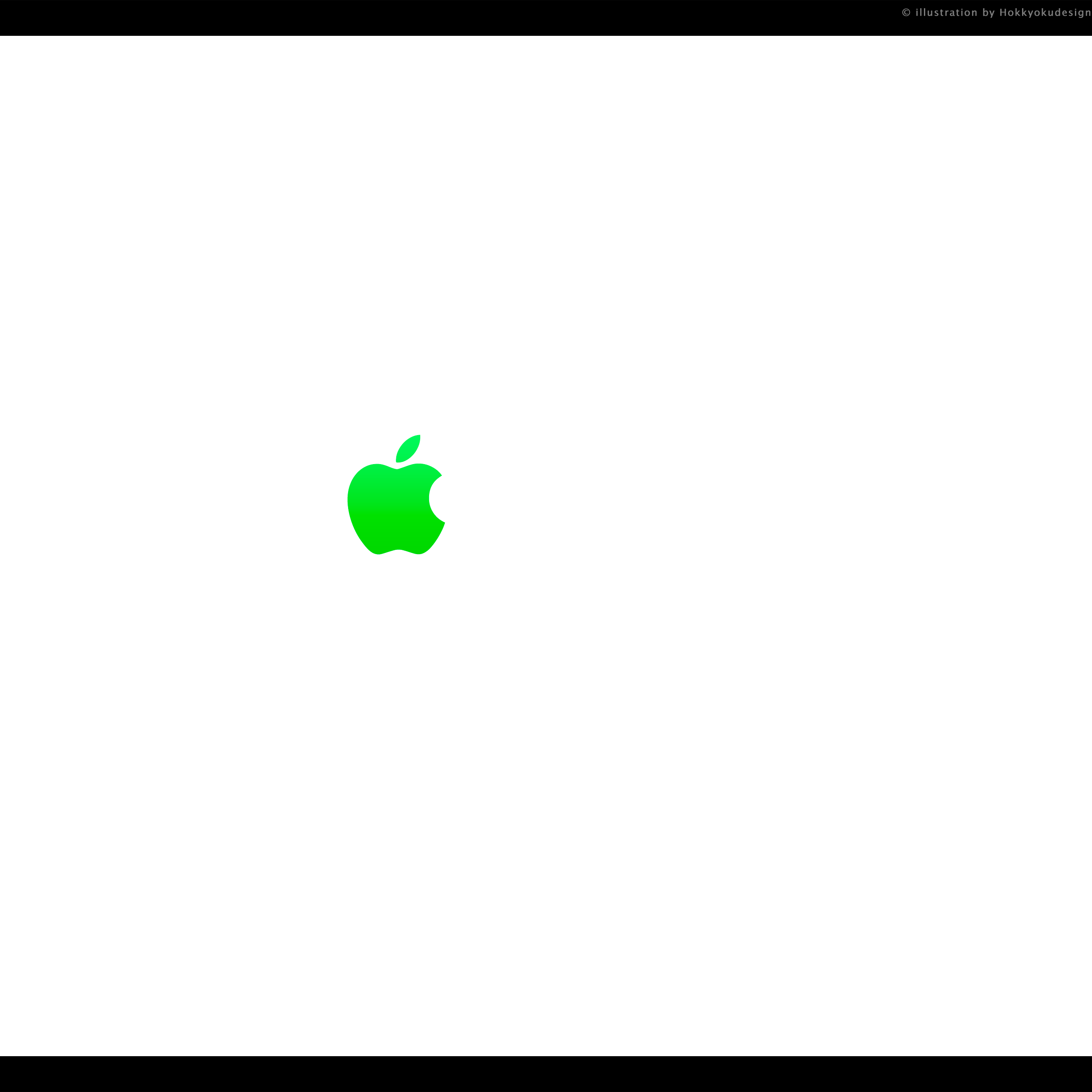 ドックが消える壁紙 Green Apple white