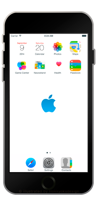 iOS8ドックが完全に消える白い壁紙