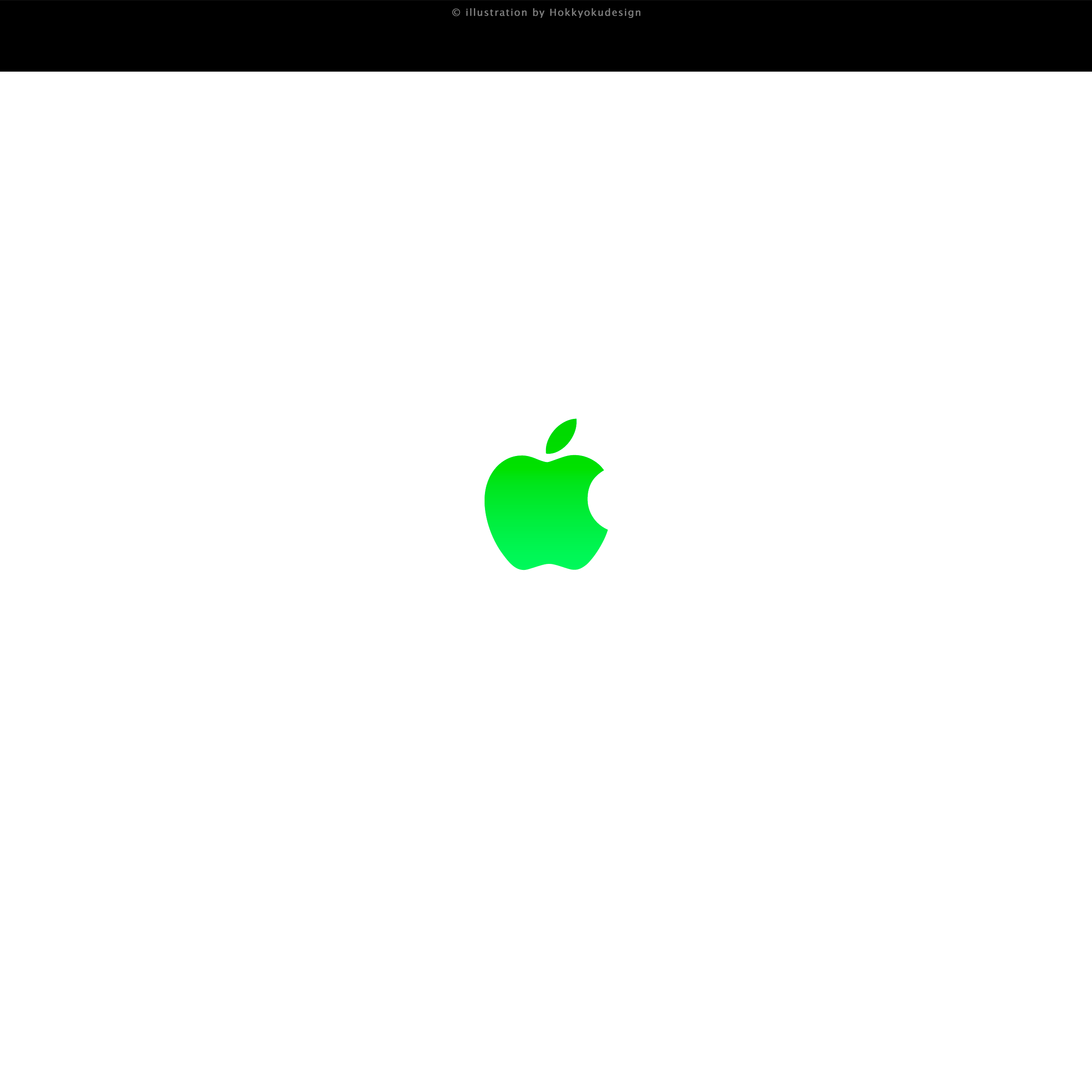 ドックが消える壁紙 Green Apple white