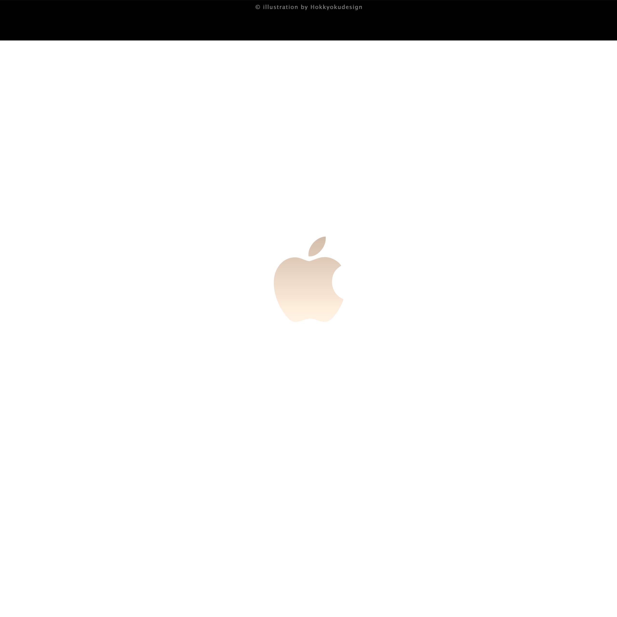 ドックが消える壁紙 Gold Apple white